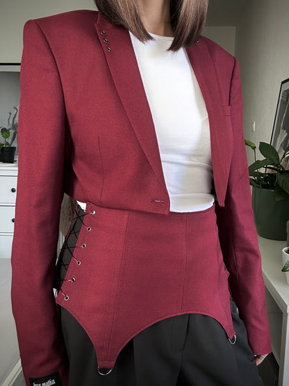 Upcycled blazer + garter cover DAYANARA burgundy