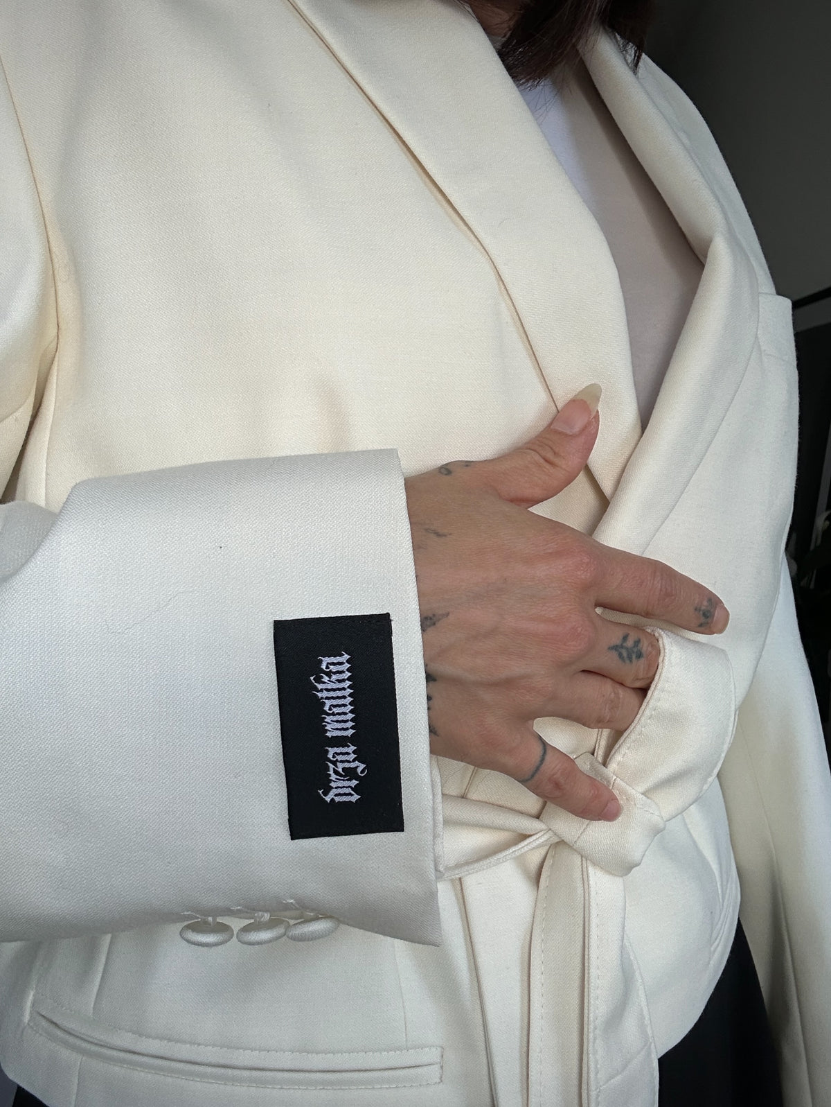 Upcycled coat blazet RENEWAL cream