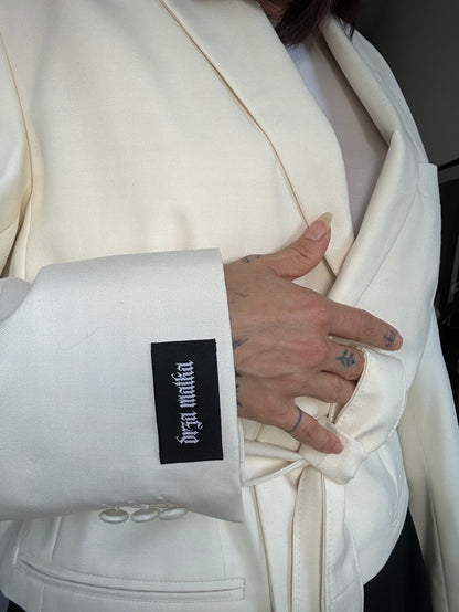 Upcycled coat blazet RENEWAL cream