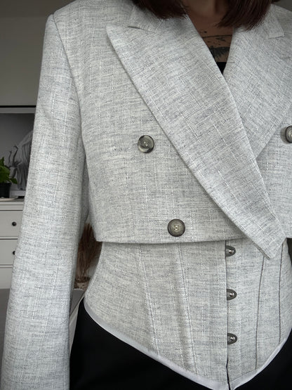 Upcycled CORSET BLAZER white gray