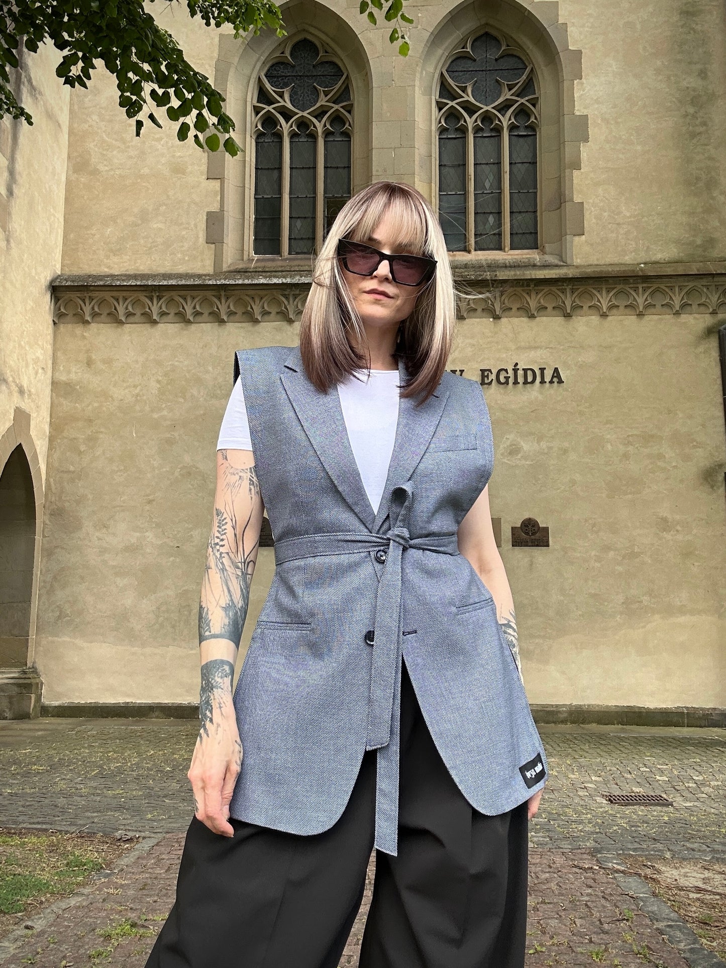 Upcycled vest TAINTED LOVE light blue