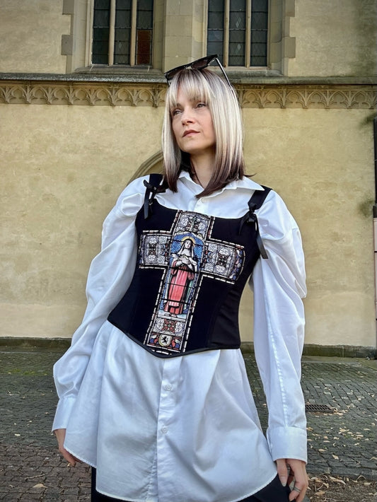 Upcycled corset MARY ON A CROSS