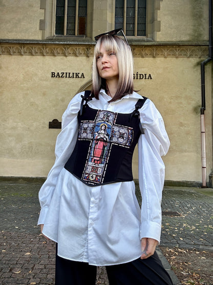 Upcycled corset MARY ON A CROSS