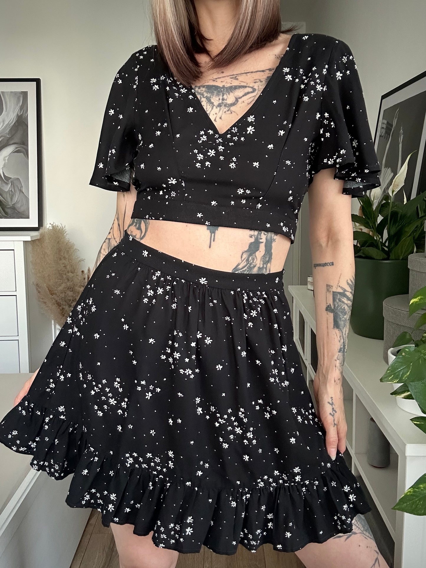 Upcycled coord set BLACK MEADOW