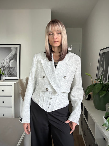 Upcycled CORSET BLAZER white gray