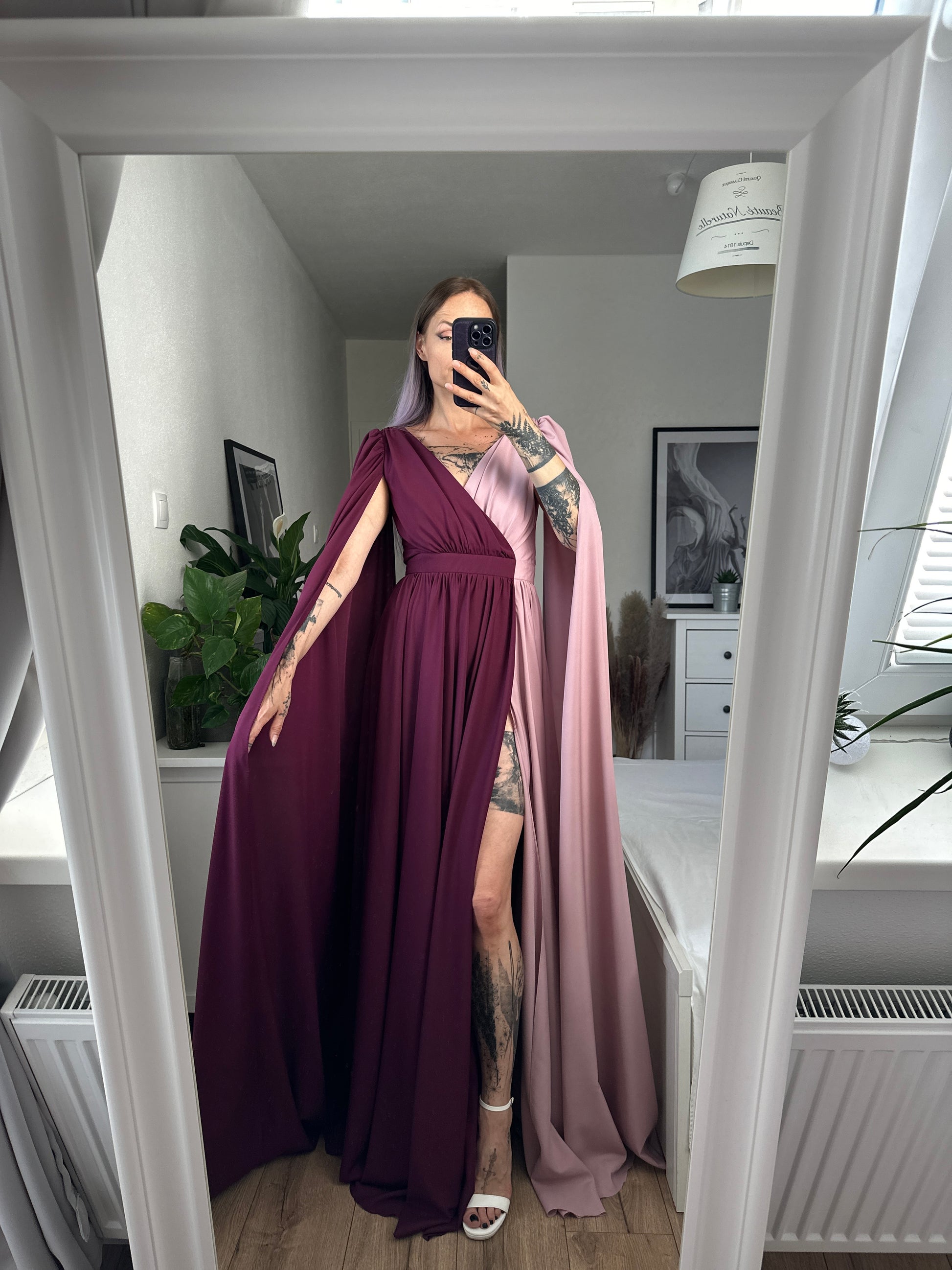 Evening dress SEREENA pink/eggplant – drzamatka