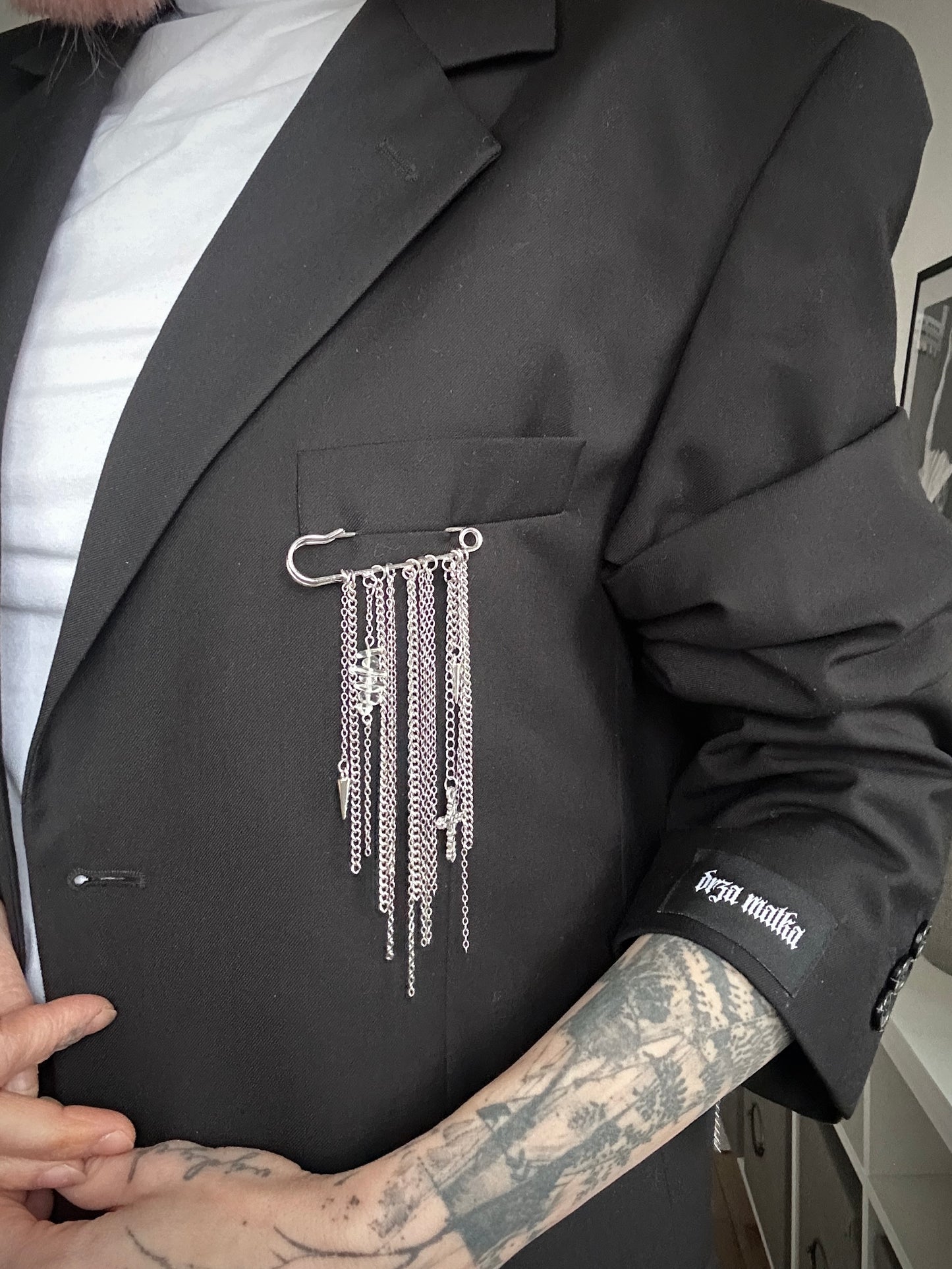 Upcycled blazer DARK WIDOW black cross