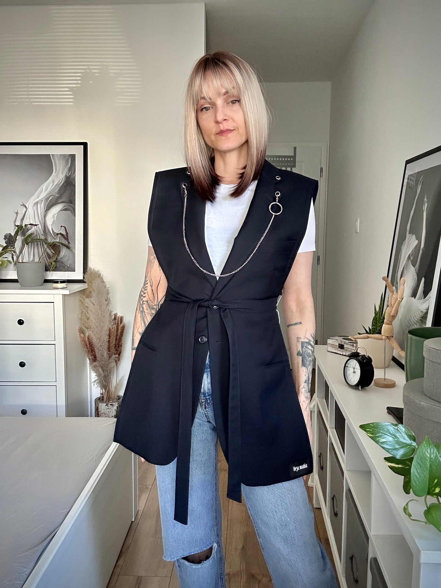 Upcycled vest TAINTED LOVE blue