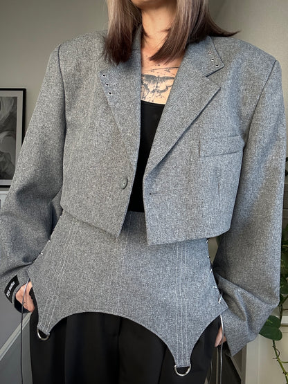 Upcycled blazer + garter cover DAYANARA grey