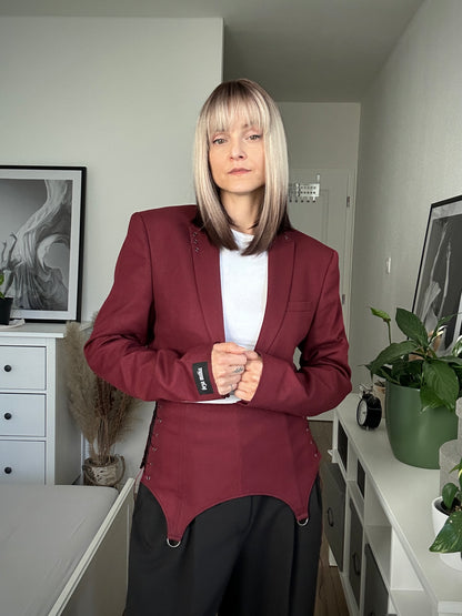 Upcycled blazer + garter cover DAYANARA burgundy