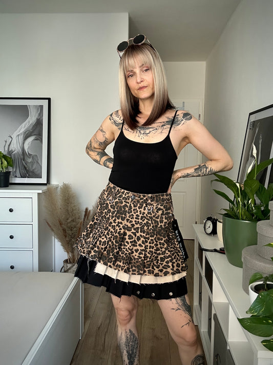 Upcycled skirt DENIM LEO brown