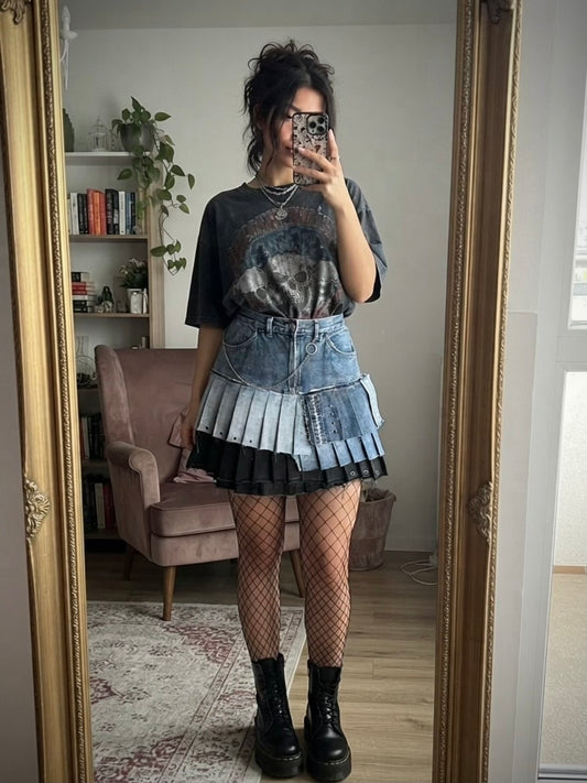Upcycled skirt DENIM PUNK