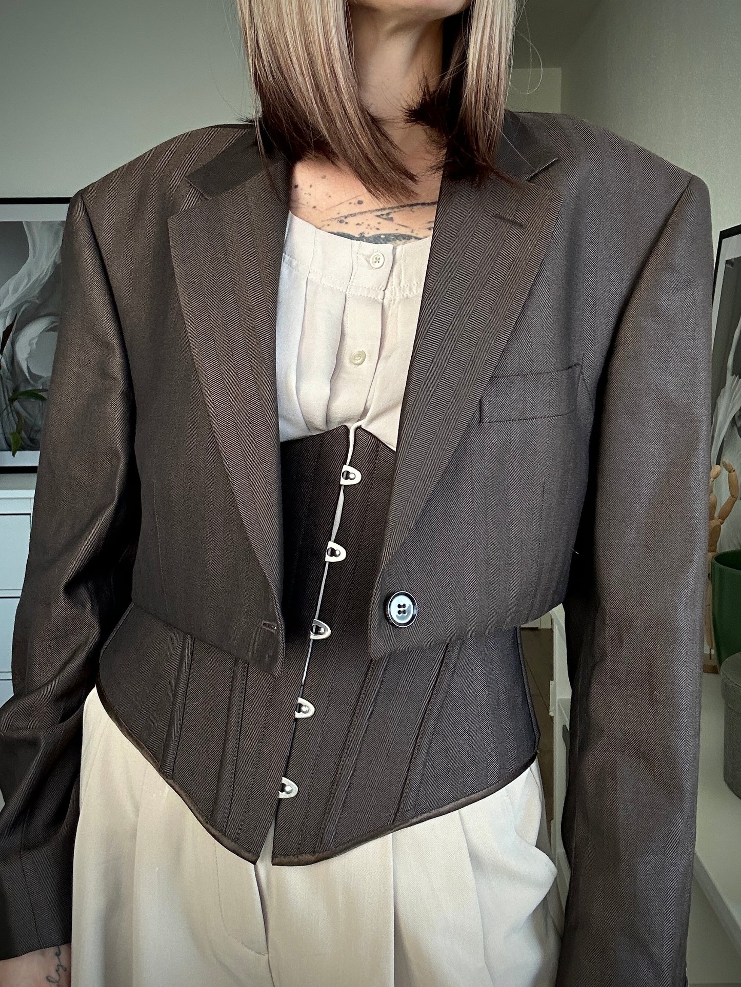 Upcycled CORSET BLAZER brown