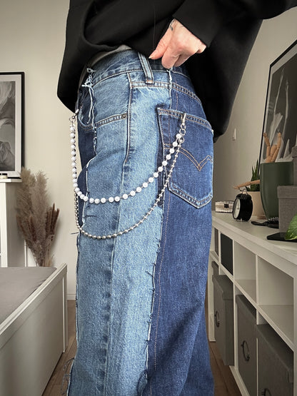 Upcycled jeans BLUE COMA pearls