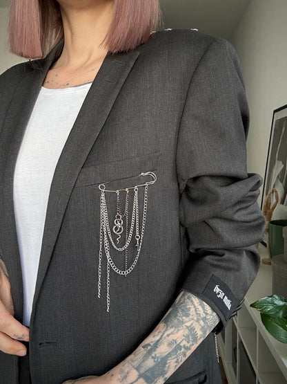 Upcycled blazer DARK WIDOW grey snake