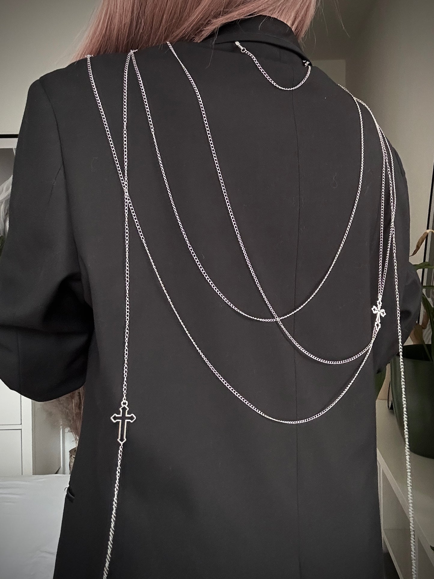 Upcycled blazer DARK WIDOW black cross