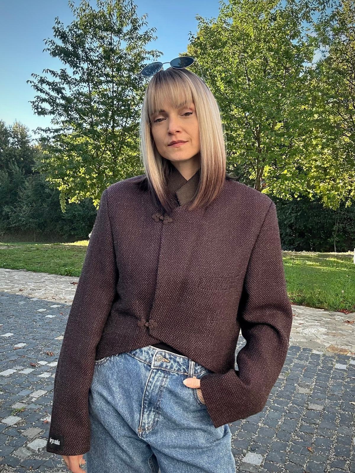 Upcycled coat REBORN burgundy