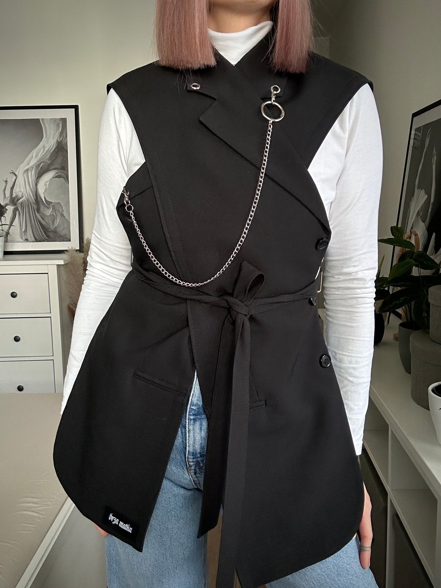 Upcycled vest TAINTED LOVE black