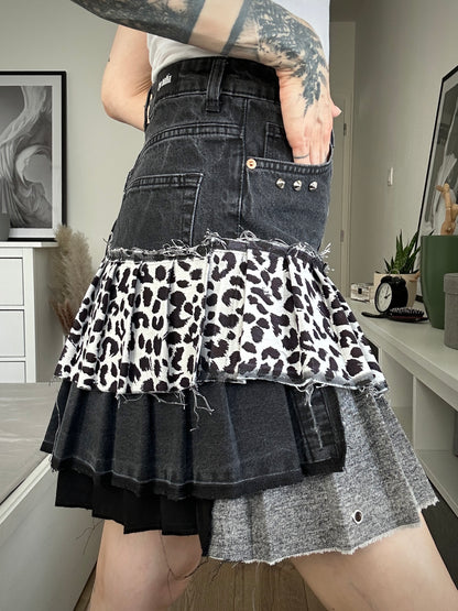 Upcycled skirt DENIM LEO black