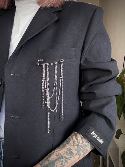 Upcycled blazer DARK WIDOW - blue cross