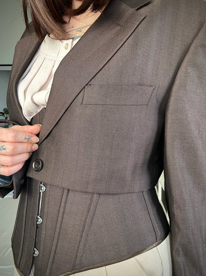 Upcycled CORSET BLAZER brown