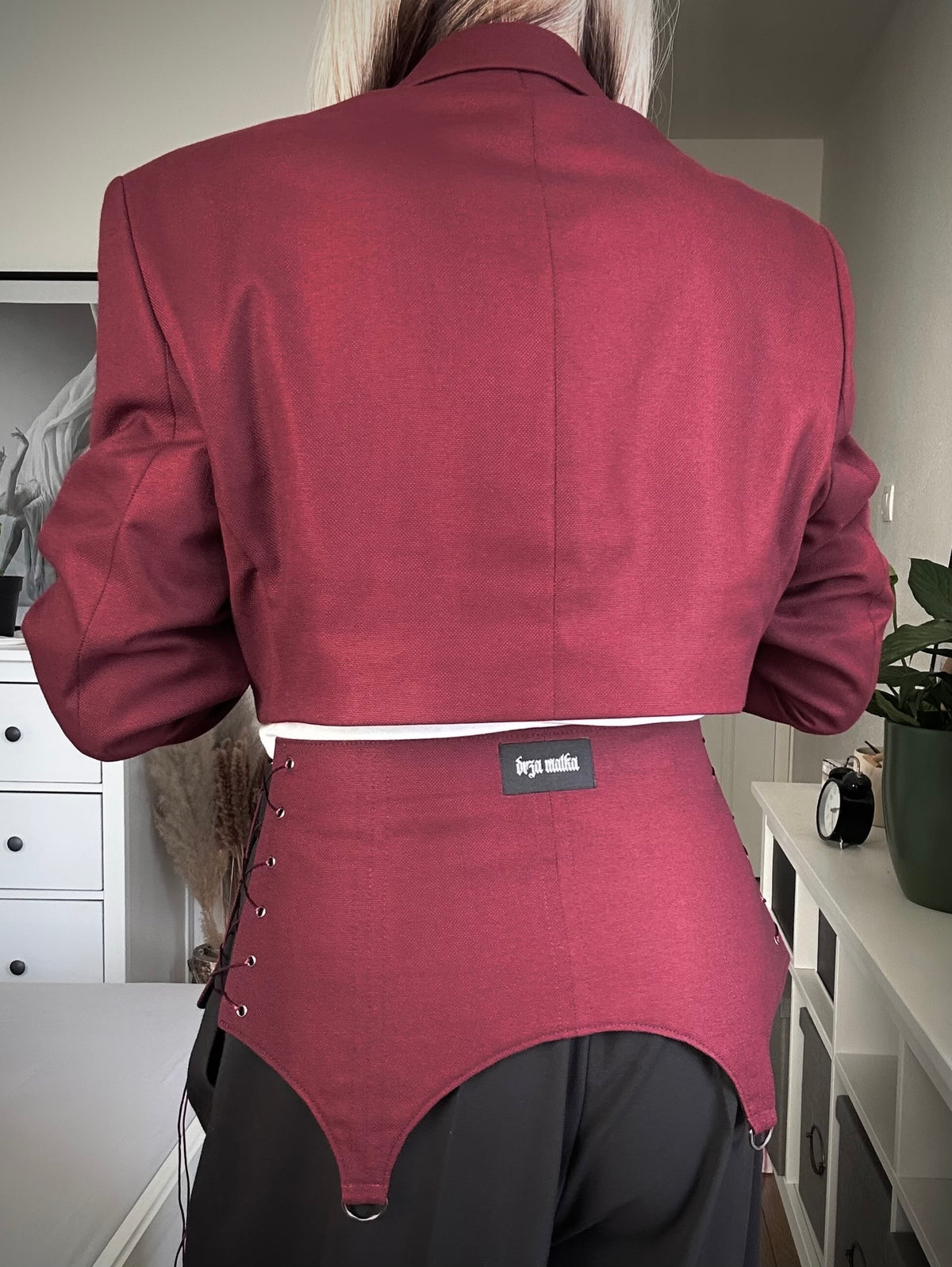 Upcycled blazer + garter cover DAYANARA burgundy