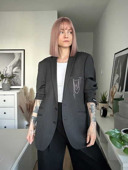 Upcycled blazer DARK WIDOW grey snake