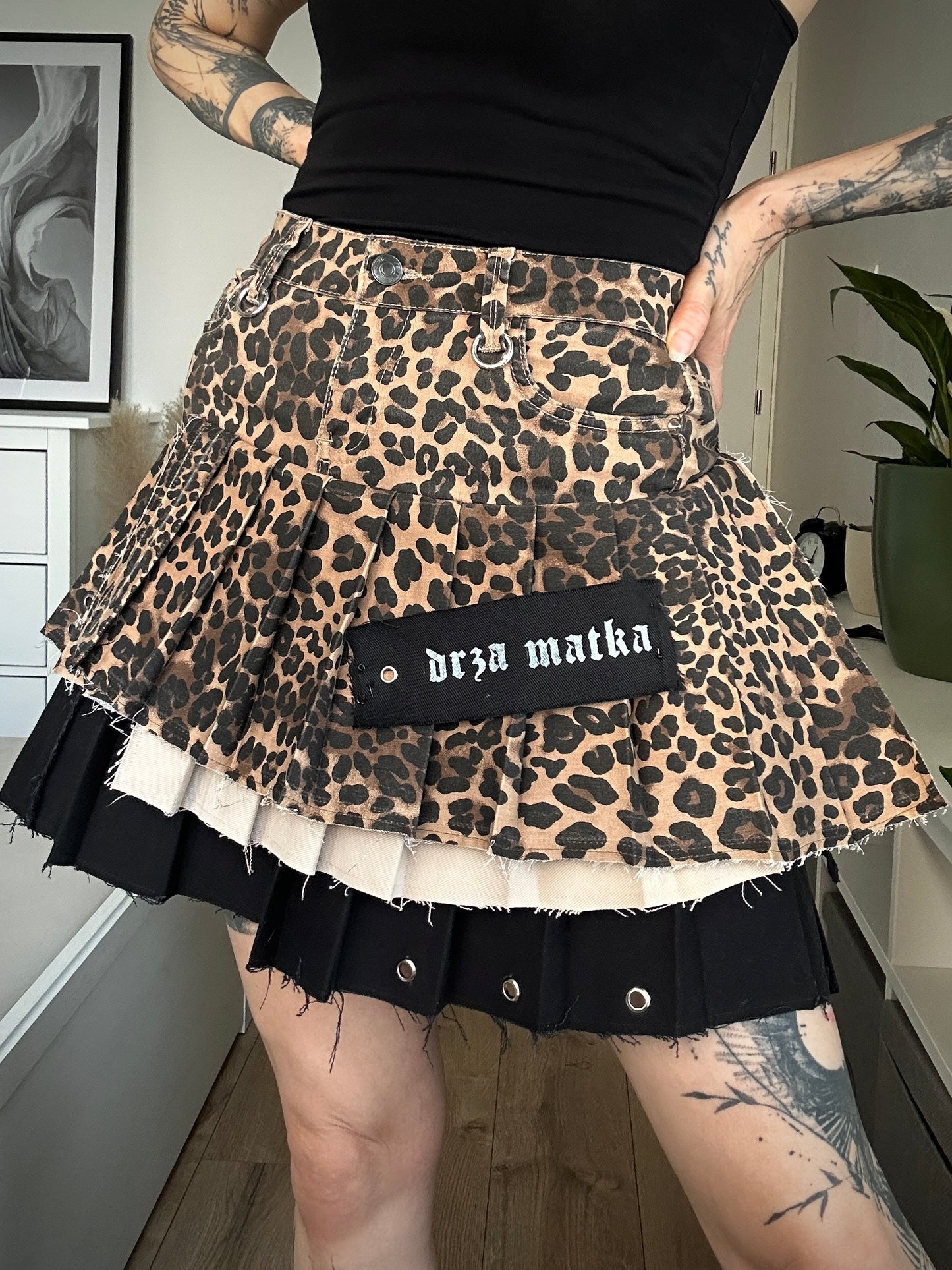 Upcycled skirt DENIM LEO brown
