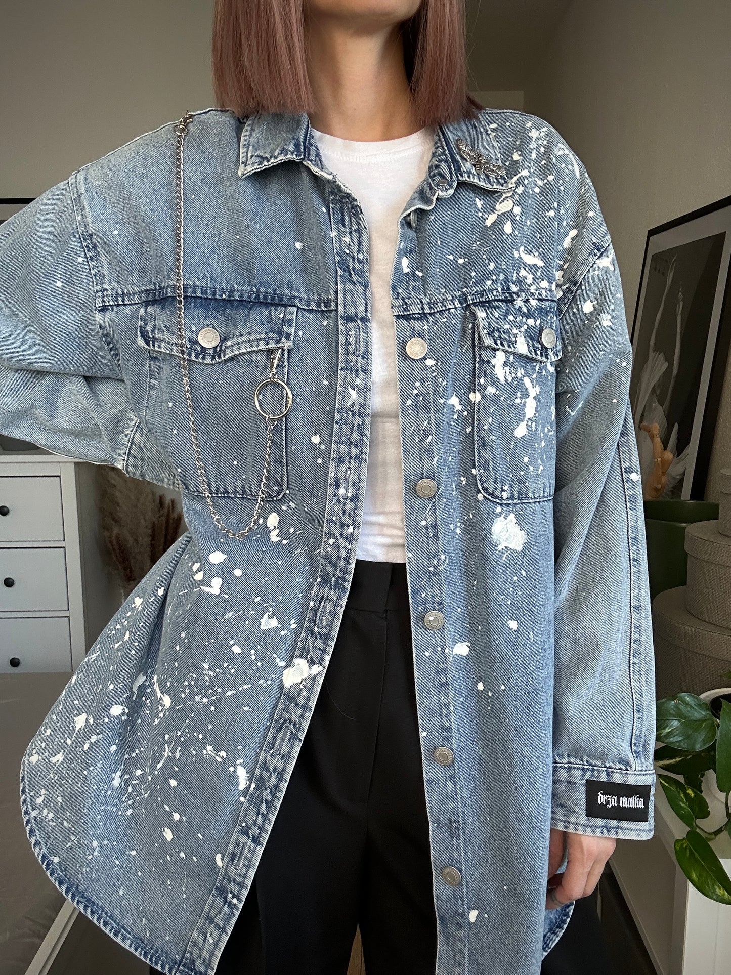 Upcycled denim shirt DARK MOTH