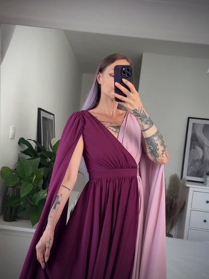 Spoločenské šaty SEREENA pink/eggplant